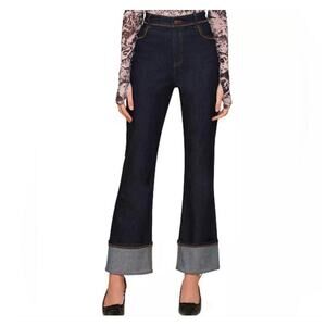 House of Harlow 1960 Cuffed Straight Leg Jeans High Waisted Dark Wash Size 28